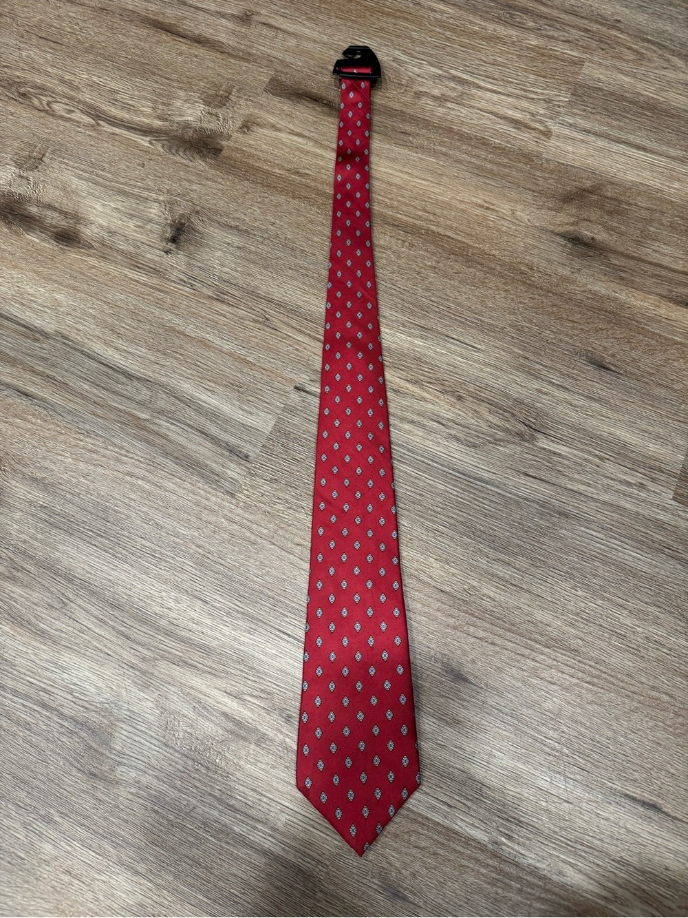 Vintage Christian Dior Men's 100% Silk Red Geometric Medallion Necktie